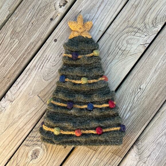 Peruvian Trading Company Christmas Tree Shaped Knit Hat One Size - Picture 2 of 7